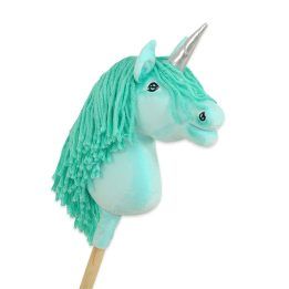 Hobby Horse vienaragis ant lazdos mėtų spalvos su sidabriniu ragu