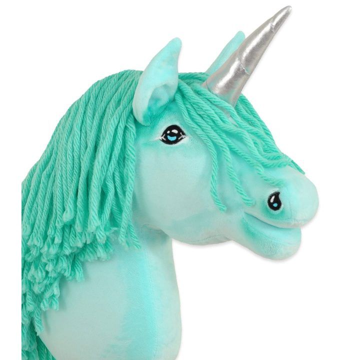 Hobby Horse vienaragis ant lazdos mėtų spalvos su sidabriniu ragu