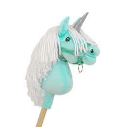 Hobby Horse vienaragis ant lazdos mėtinės spalvos su balta karčiene