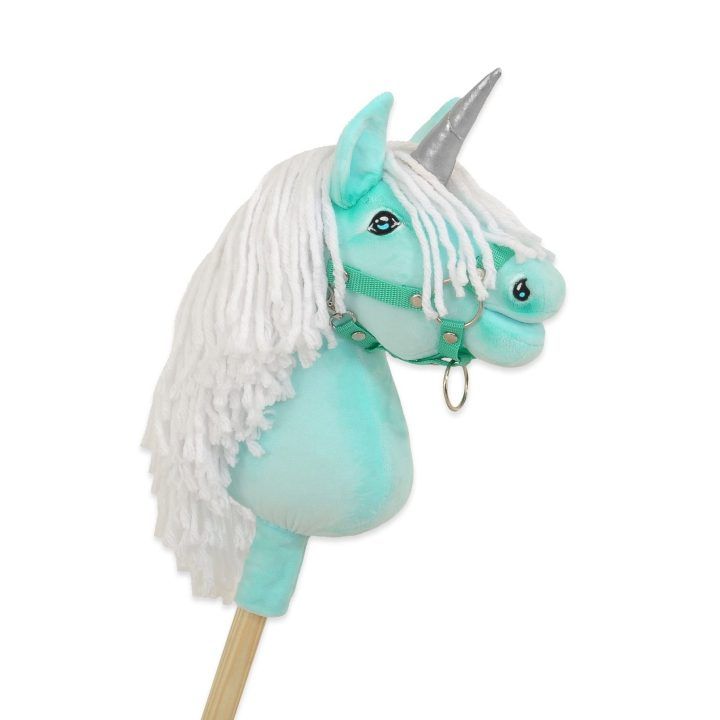 Hobby Horse vienaragis ant lazdos mėtinės spalvos su balta karčiene