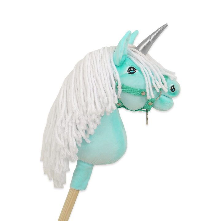 Hobby Horse vienaragis ant lazdos mėtinės spalvos su balta karčiene