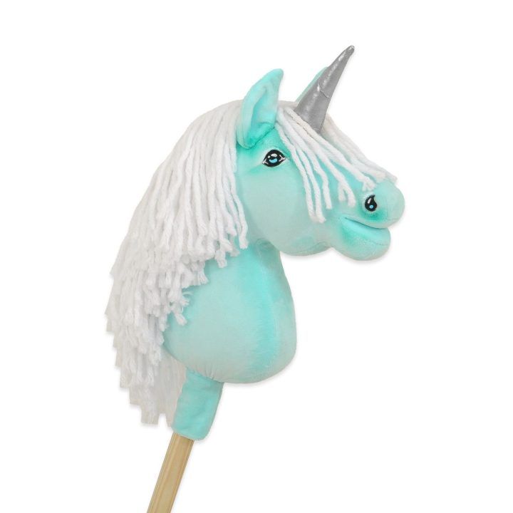 Hobby Horse vienaragis ant lazdos mėtinės spalvos su balta karčiene