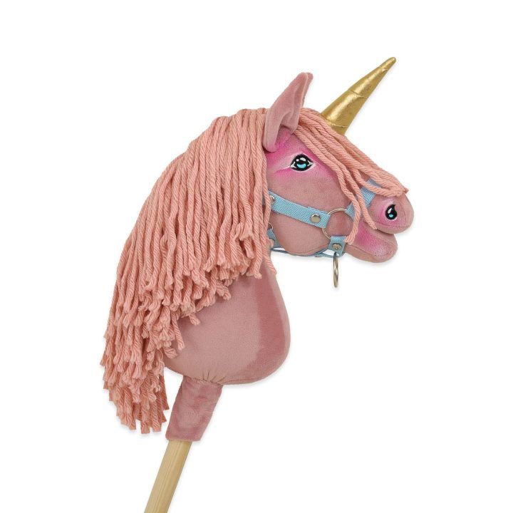 Vienaragis ant lazdos Hobby Horse pastelinės rožinės spalvos A4