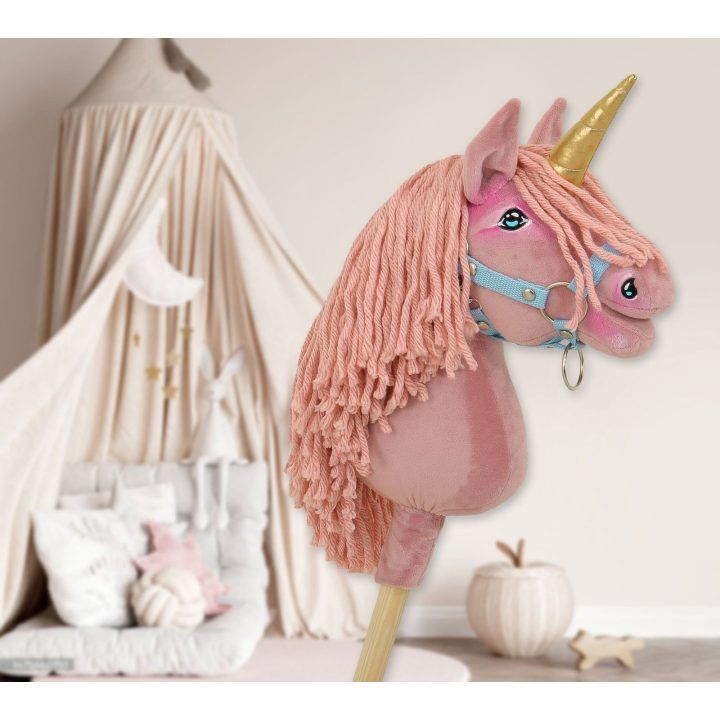 Vienaragis ant lazdos Hobby Horse pastelinės rožinės spalvos A4