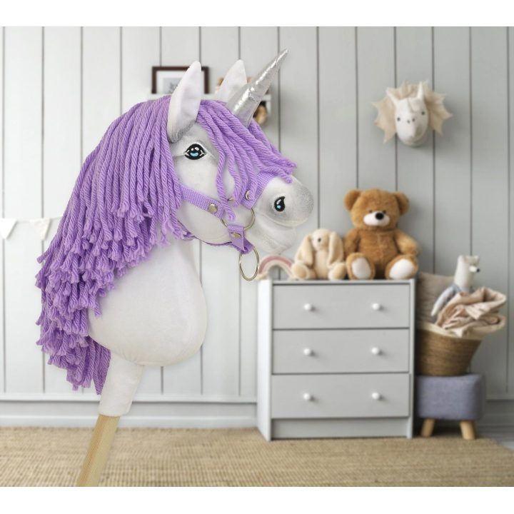 Vienaragis ant lazdos su violetine karčiais ir sidabriniu ragu Hobby Horse