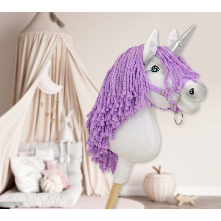 Vienaragis ant lazdos su violetine karčiais ir sidabriniu ragu Hobby Horse