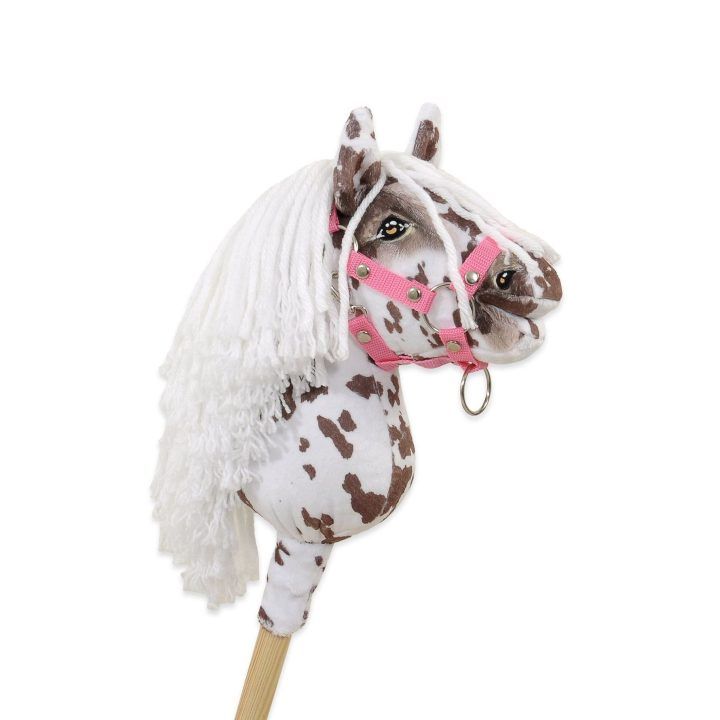 Hobby Horse lazdelinis arkliukas Premium rudas leopardinis su balta karčiais