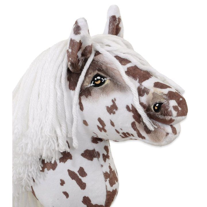 Hobby Horse lazdelinis arkliukas Premium rudas leopardinis su balta karčiais