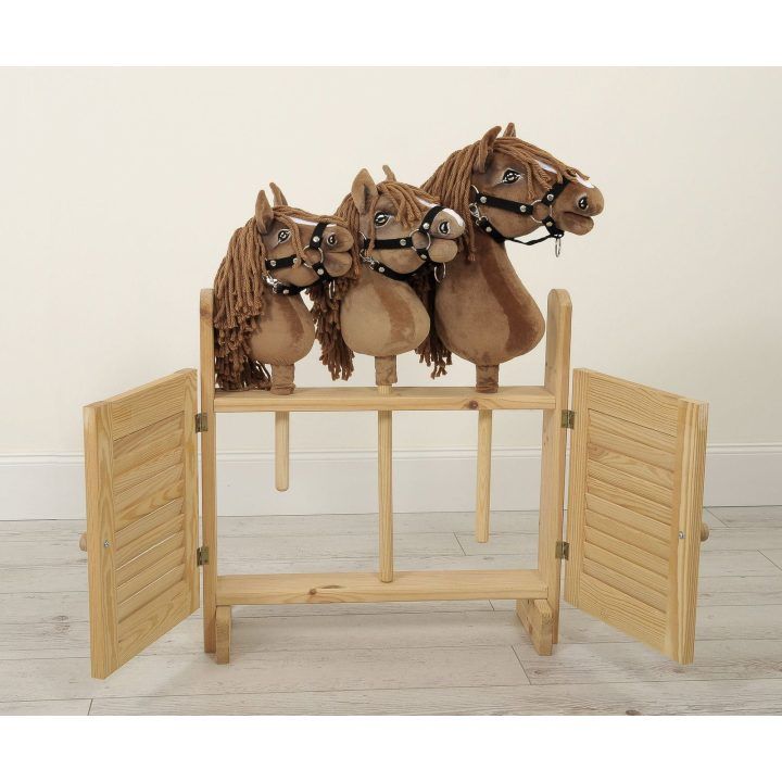Hobby Horse lazdelinis arkliukas Premium rudas leopardinis su balta karčiais
