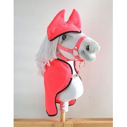 Rožinis Hobby Horse rinkinys su fleece gūnia ir ausinėmis