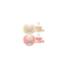 Kūdikių čiulptukai Ultra Soft 0–6 mėn geltonas/koralinis (2 vnt.) Philips Avent