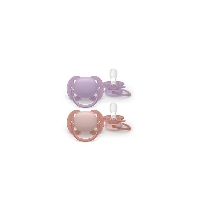 Kūdikių čiulptukai Ultra Soft 6–18 mėn. violetinis ir rožinis (2 vnt.) Philips Avent