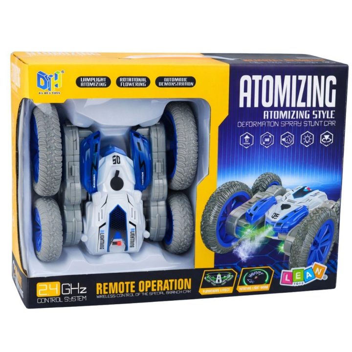 RC triukinis automobilis su šviesomis ir dūmais 360° mėlynas
