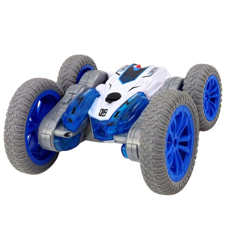 RC triukinis automobilis su šviesomis ir dūmais 360° mėlynas