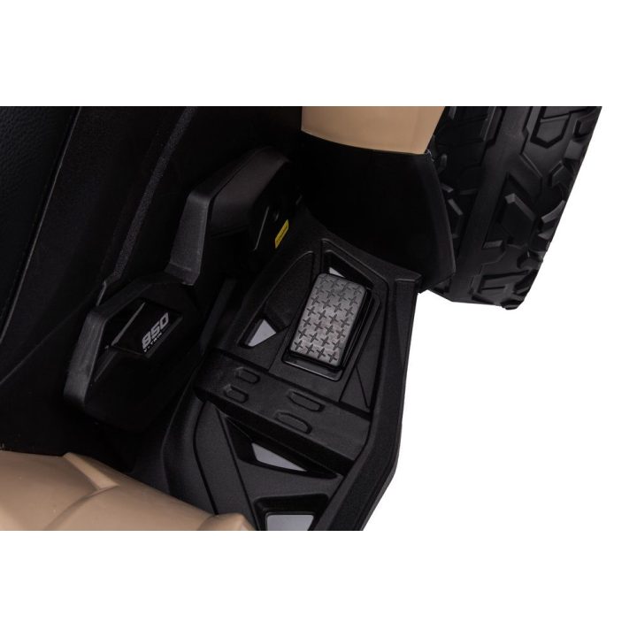 Vaikiškas elektromobilis keturratis 4x4 khaki spalvos