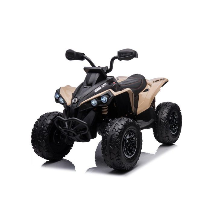 Vaikiškas elektromobilis keturratis 4x4 khaki spalvos