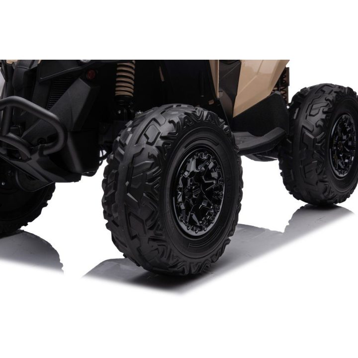 Vaikiškas elektromobilis keturratis 4x4 khaki spalvos