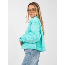 Moteriška džinsinė striukė turkio spalvos