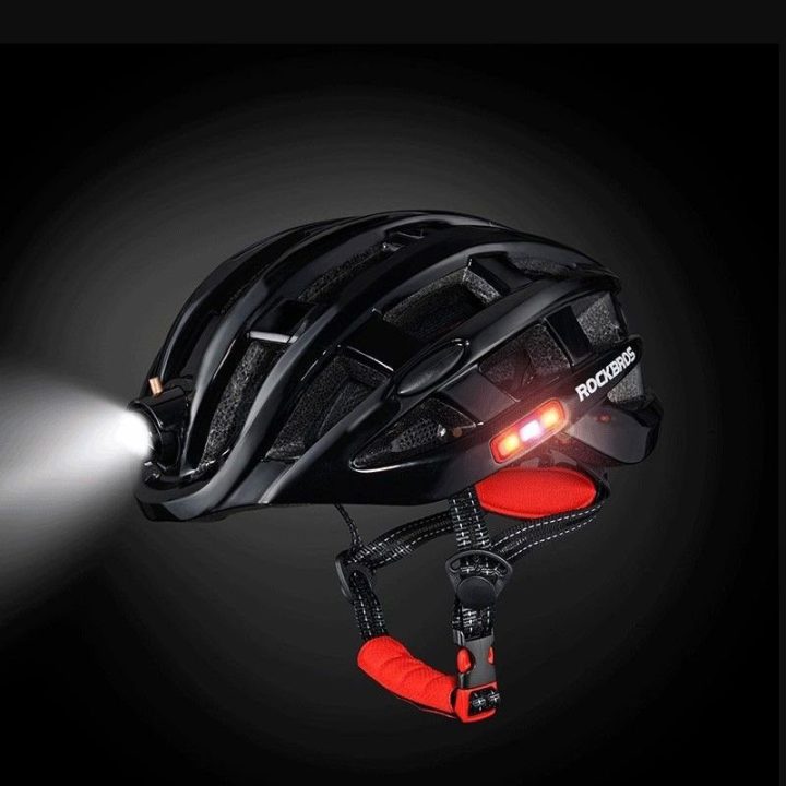 Dviračio šalmas su lempute MTB juodas 57–62 cm Rockbros