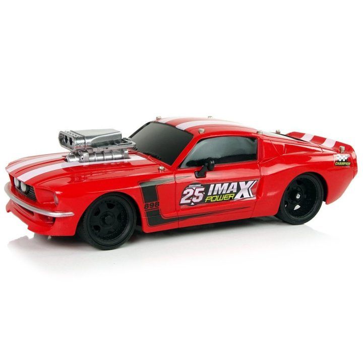 RC sportinis automobilis 1:16 raudonas su baltomis juostomis Pilot