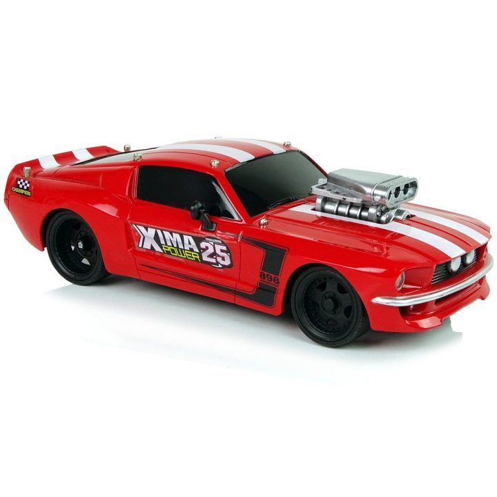 RC sportinis automobilis 1:16 raudonas su baltomis juostomis Pilot