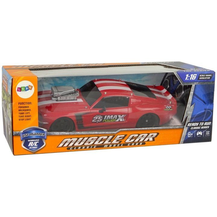 RC sportinis automobilis 1:16 raudonas su baltomis juostomis Pilot