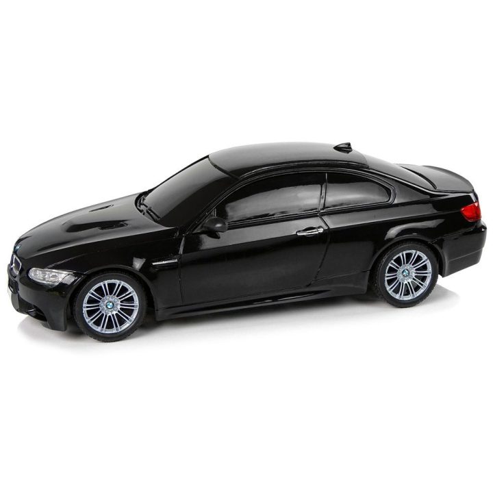 Radijo bangomis valdomas automobilis BMW M3 1:18 su garsu ir šviesomis, juodas