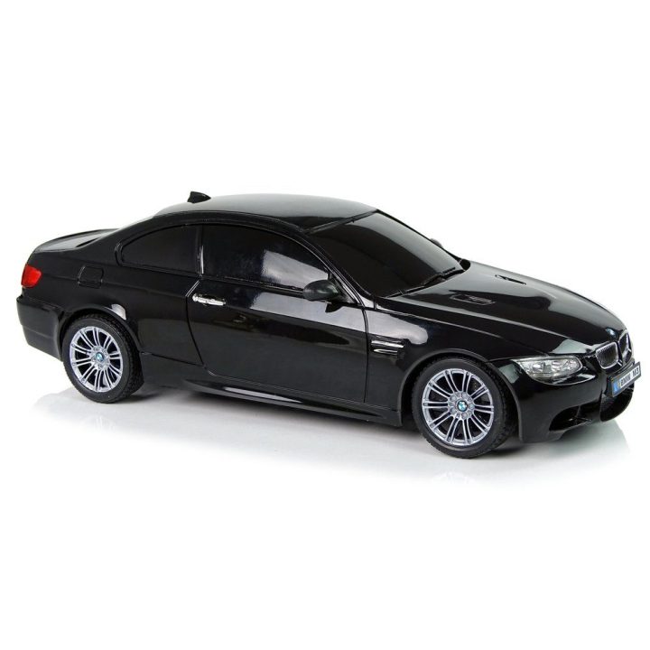 Radijo bangomis valdomas automobilis BMW M3 1:18 su garsu ir šviesomis, juodas