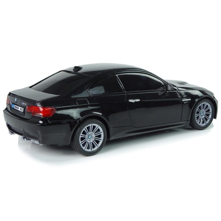 Radijo bangomis valdomas automobilis BMW M3 1:18 su garsu ir šviesomis, juodas