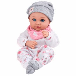 Lėlė kūdikis su maitinimo priedais, seilinuku ir kepuraite 28 cm