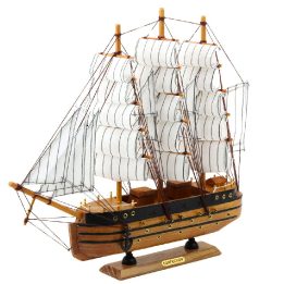 Dekoratyvinis burlaivio su trimis stiebais 39x36 cm baltas