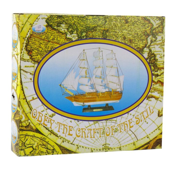 Dekoratyvinis burlaivio su trimis stiebais 39x36 cm baltas