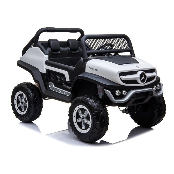 Elektrinis vaikiškas automobilis Mercedes Unimog baltas