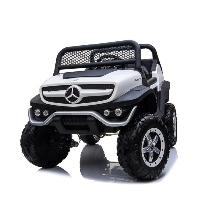 Elektrinis vaikiškas automobilis Mercedes Unimog baltas