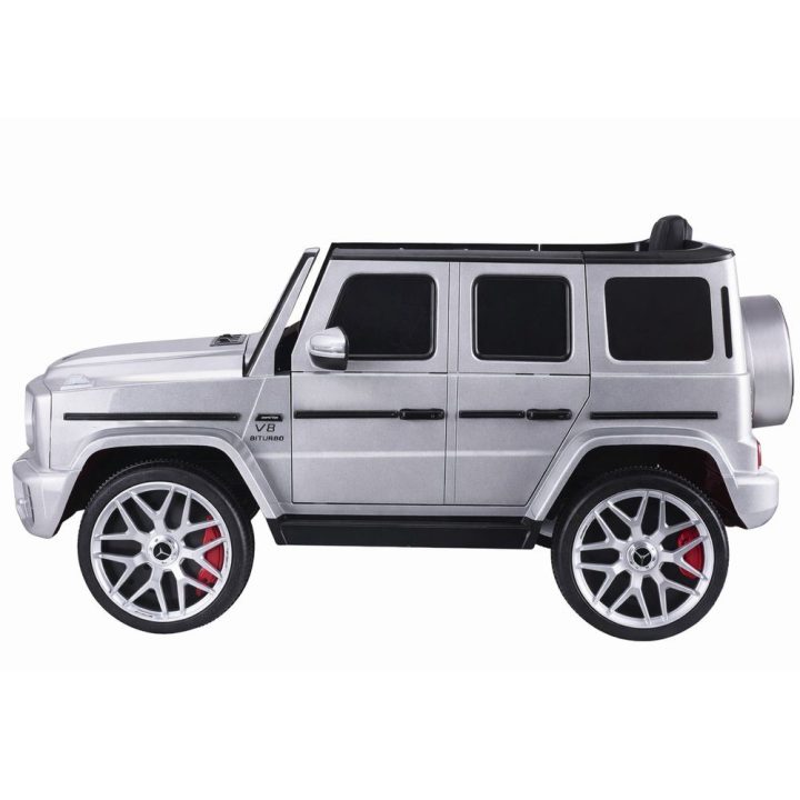 Elektrinis vaikiškas automobilis Mercedes G63 sidabrinis