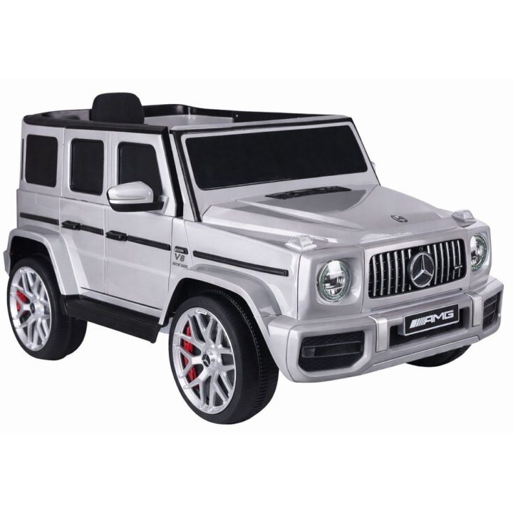 Elektrinis vaikiškas automobilis Mercedes G63 sidabrinis