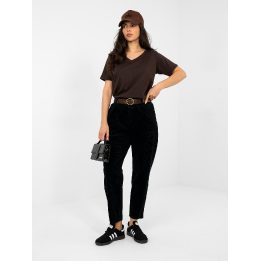 Moteriškos medžiaginės kelnės juodos spalvos