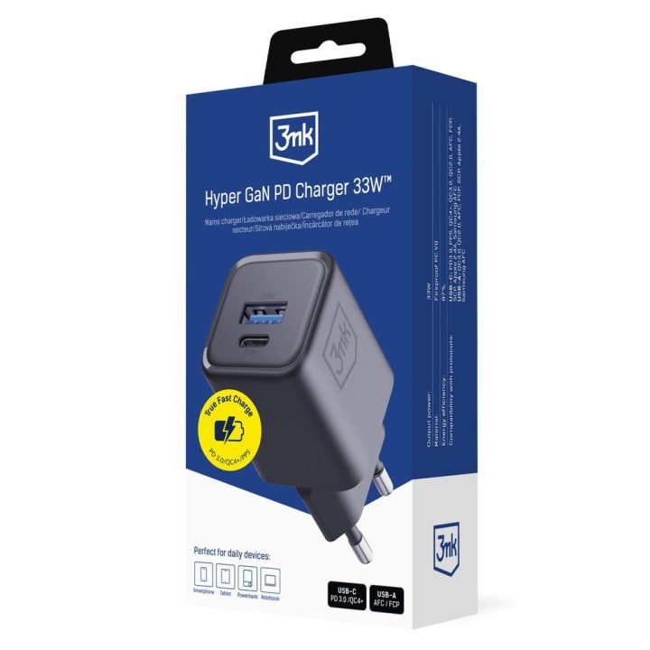 Telefono įkroviklis 33 W USB-C + USB GaN juodas
