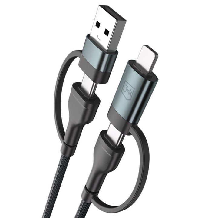 Įkrovimo laidas USB-A/USB-C ir USB-C/Lightning 1.2 m 60 W juodas