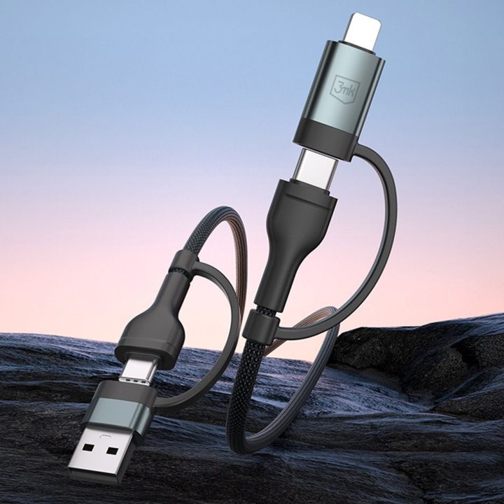 Įkrovimo laidas USB-A/USB-C ir USB-C/Lightning 1.2 m 60 W juodas