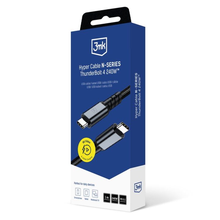 USB-C įkrovimo ir duomenų perdavimo laidas 1 m 240 W Thunderbolt 4