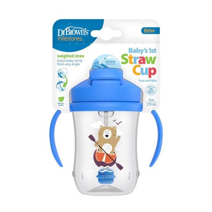 Kūdikių gertuvė su šiaudeliu 270 ml mėlyna Dr. Brown’s