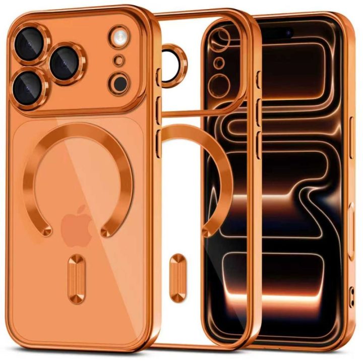 Dėklas telefonui iPhone 17 Pro su MagSafe skaidrus oranžinis