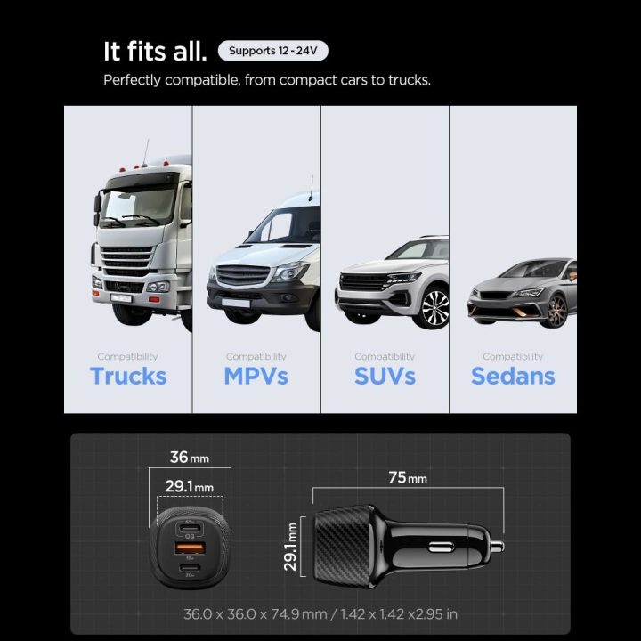 Automobilinis telefono įkroviklis su 3 USB jungtimis Spigen Essential EV1133 juodas