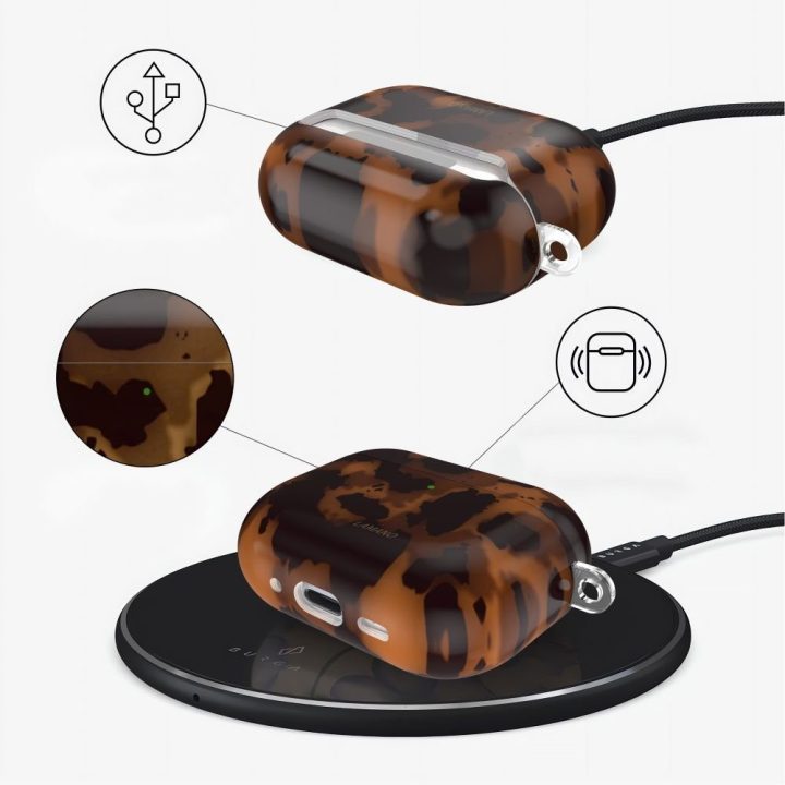Dėklas AirPods Pro 1 / 2 ausinėms juodos ir rudos spalvos Lamano