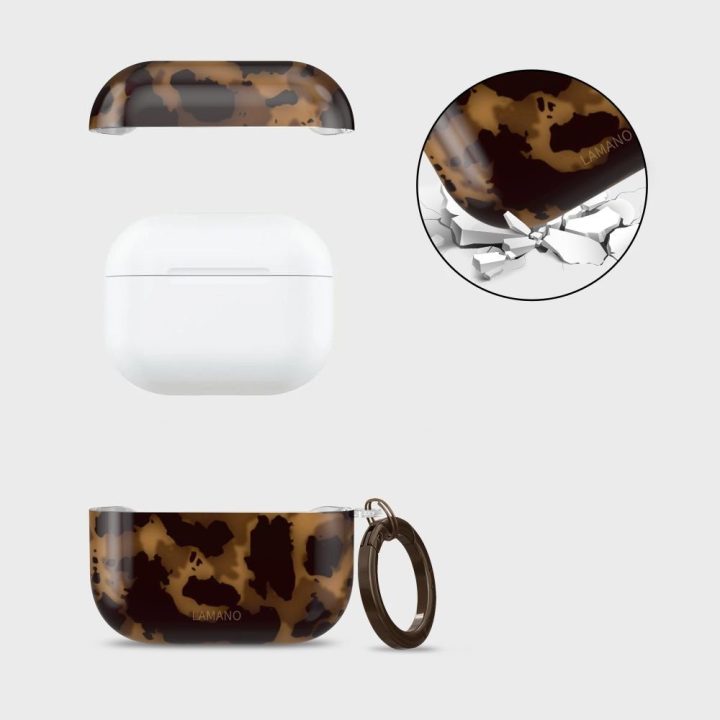 Dėklas AirPods Pro 1 / 2 ausinėms juodos ir rudos spalvos Lamano