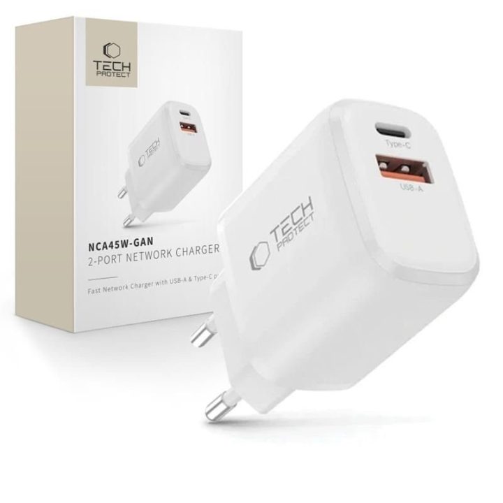 Telefono įkroviklis 45 W USB-C / USB-A baltas