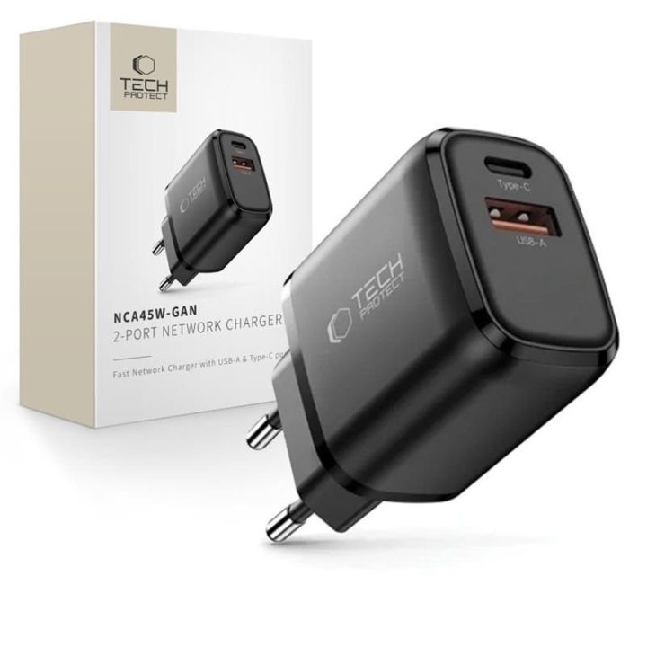 Telefono įkroviklis 45 W USB-C / USB-A GaN