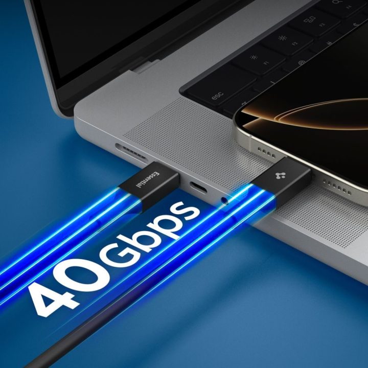 USB-C įkrovimo laidas 240 W 120 cm juodas Spigen