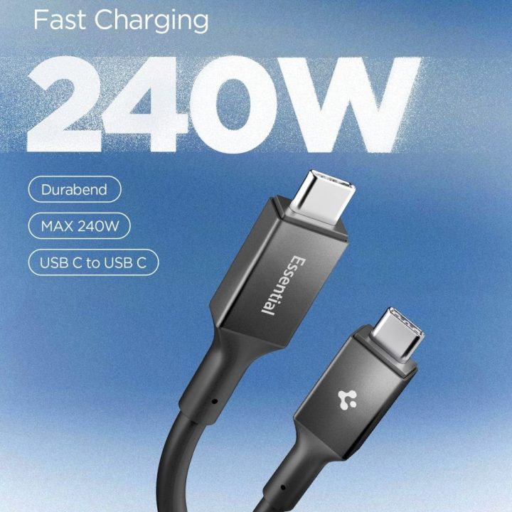 USB-C įkrovimo laidas 240 W 120 cm juodas Spigen